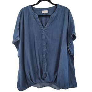 Universal Threads Chambray Top‎ Size 3X Short Sleeve PLUS